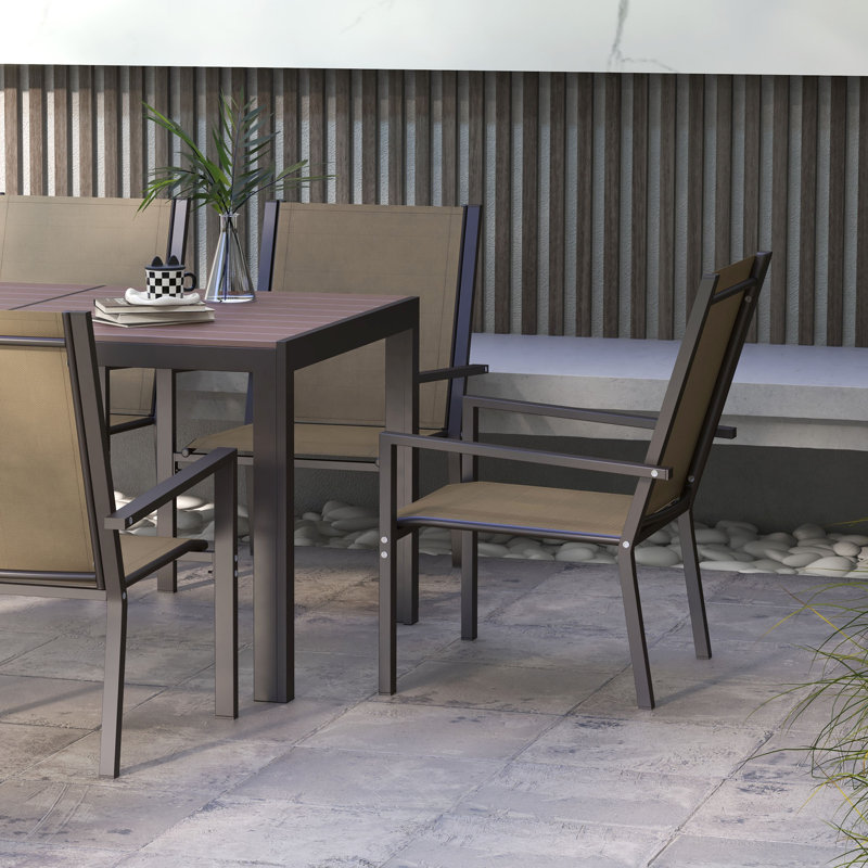 Fallston 6 - Person Patio Dining Set with Rectangular Table, Khaki