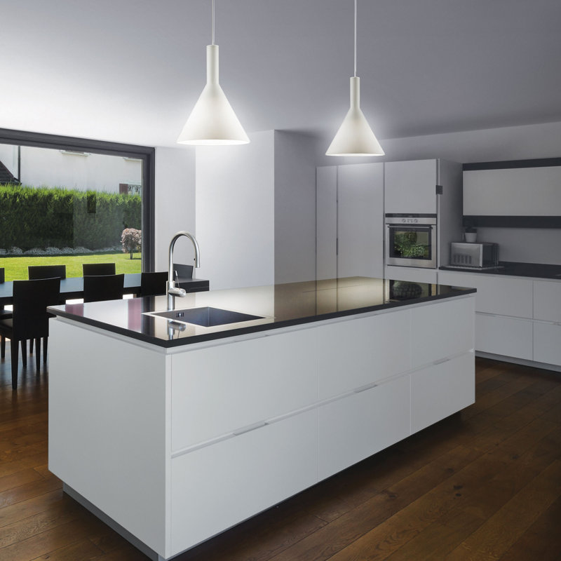 1 - Light Cone Pendant, White, 241 x 20cm W x 20cm D