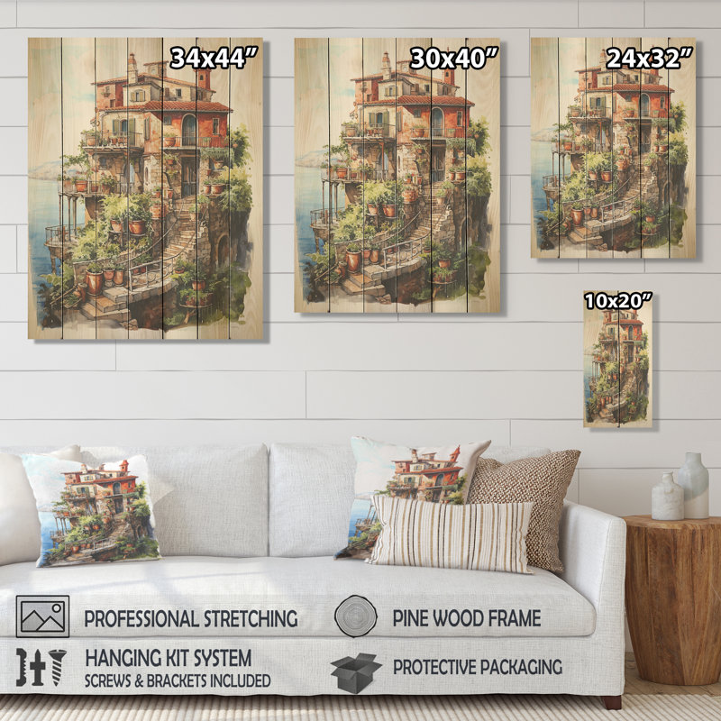 Italian Italian Charm I - Italie sur bois, H 20 po x l 10 po