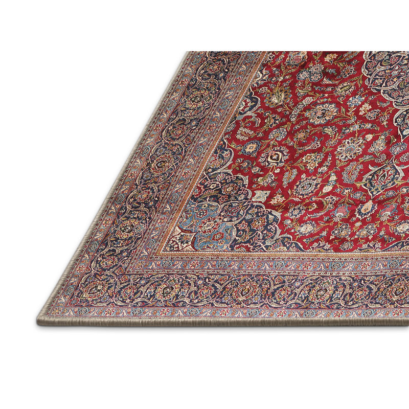 Tapis rouge/bleu traditionnel, Rectangle 3 pi x 5 pi