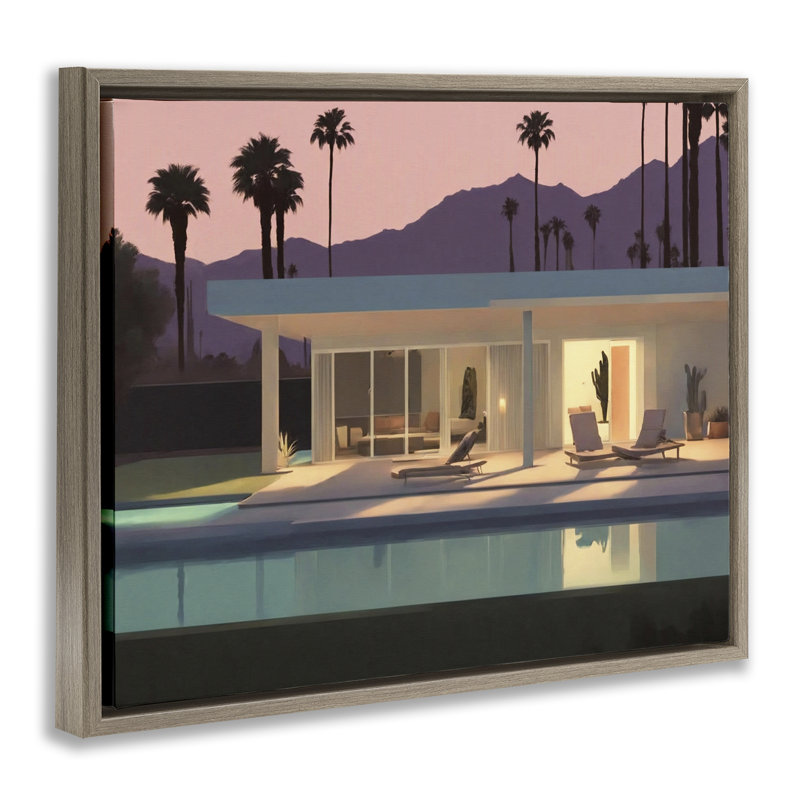 «Summer Pool Reflection» par Noah Bay, Cadre flottant orme Montalcino, H 25 po x l 31 po