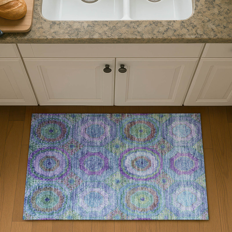 Premium Machine Washable Mayfield Panel Rug, 1'8" x 2'6", Blue