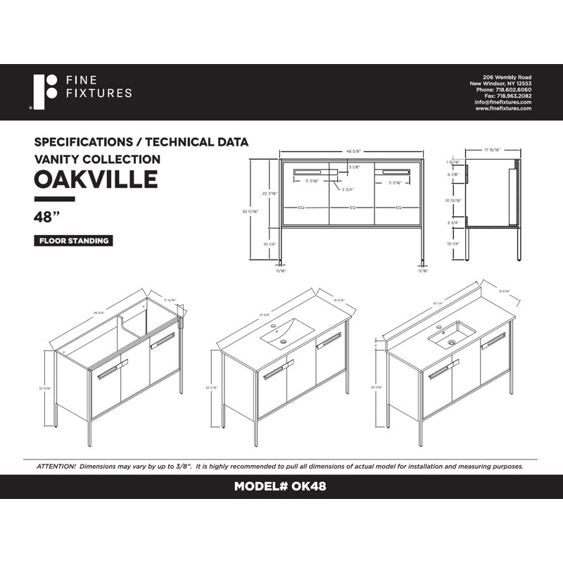 48" Single Bathroom Vanity, White Matte, Satin Brass