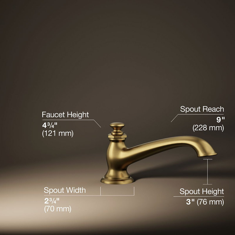Artifacts Deck Mounted Roman Tub Faucet with Flare Design, Vibrant Brushed Moderne Brass