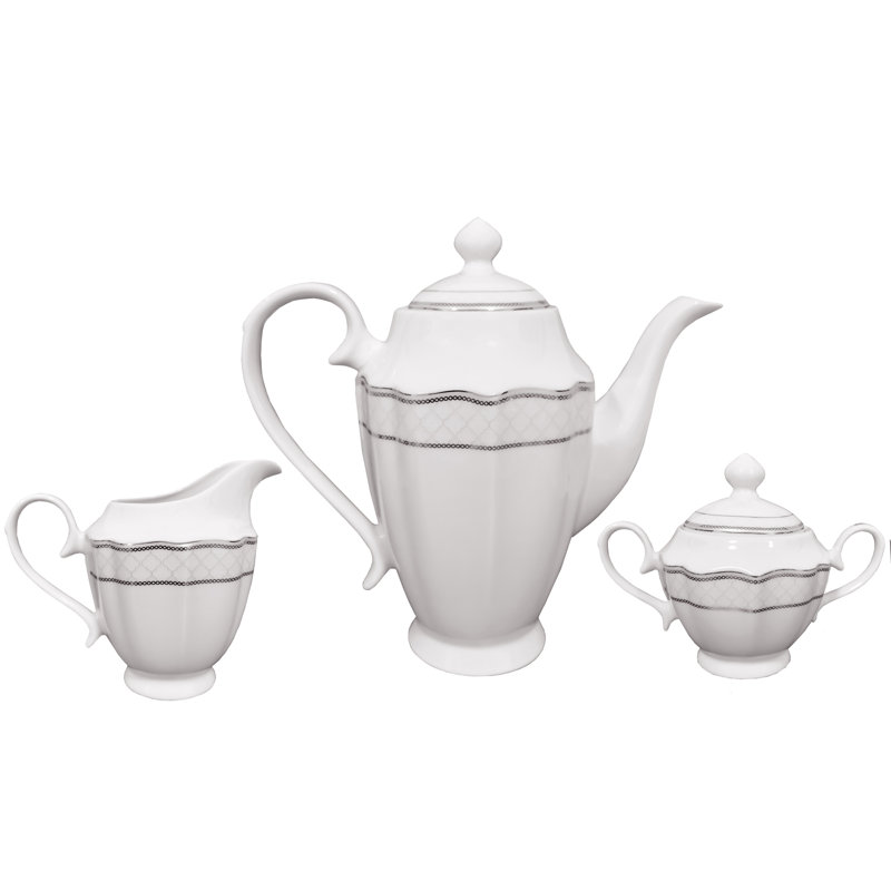 Elegant Silver Lace Porcelain Dinnerware Set, Service for 8
