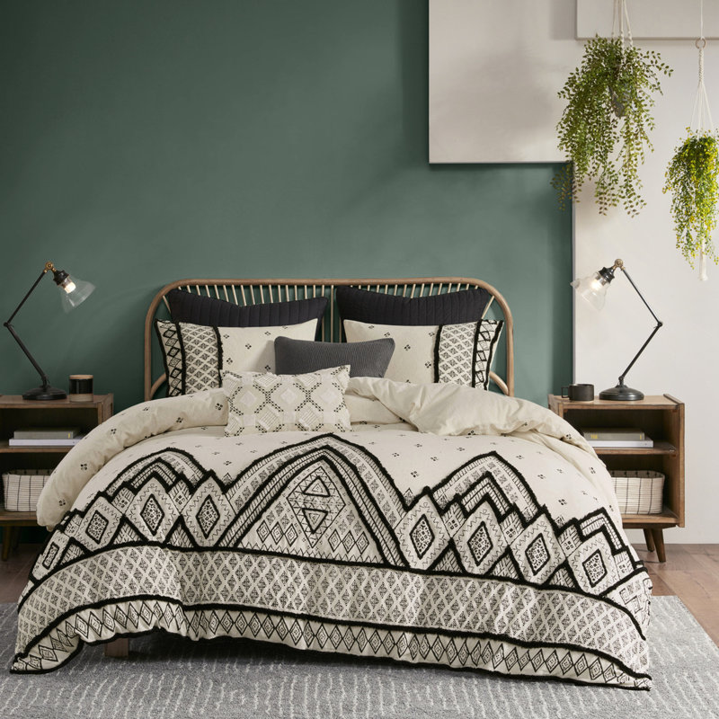 Housse de couette imprimée en lin avec mélange de lin 3 pièces en coton multicolore