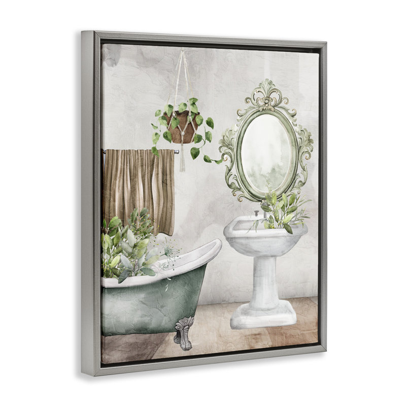 Cadre flottant pour baignoire Bath Greens, design par Kim Allen, H 21 po x l 17 po, Cadre flottant gris lustré