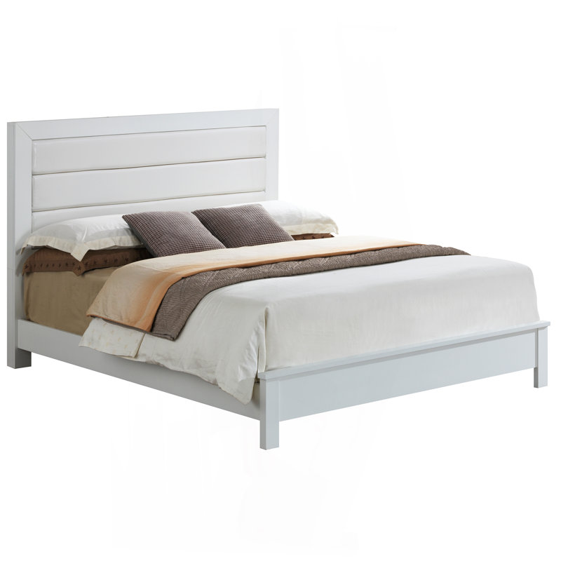 Stylish White Transitional Bedroom Bed
