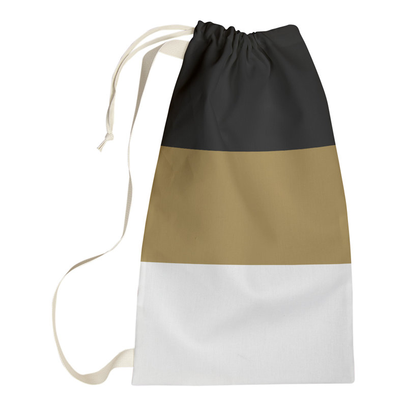 Nashville Fabric Laundry Bag with Handles, Small (29" H x 18" W x 1.5" D), Nashville Black/Gold/White