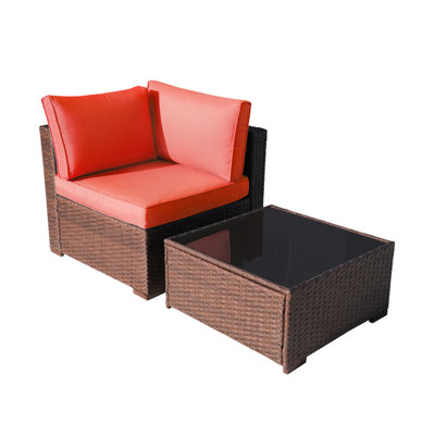 Ensemble de conversation avec canapé en rotin et coussins 2 pièces Giga