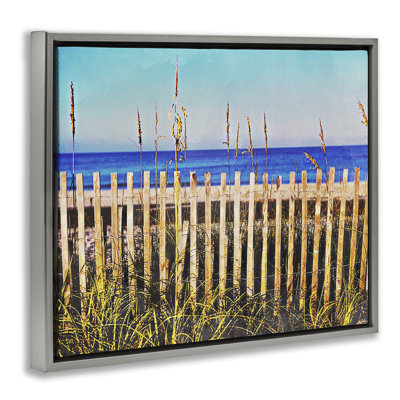 Florida Fenced Beach Gray Framed Floater Canvas Wall Art by Bill Carlson Photography