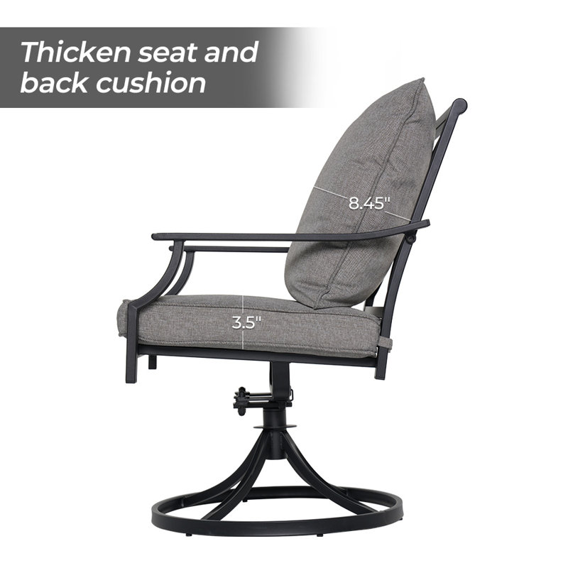 Swivel Rocker Patio Dining Armchair With Cushion, Gray