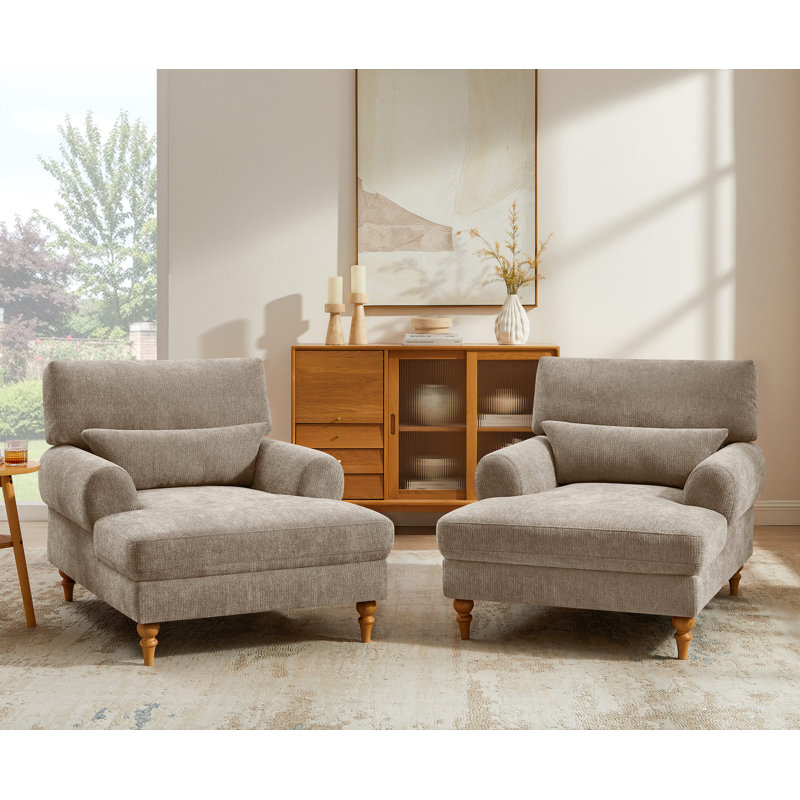 Chaise longue rembourrée avec dossier réglable Jazie (ensemble de 2), Brown