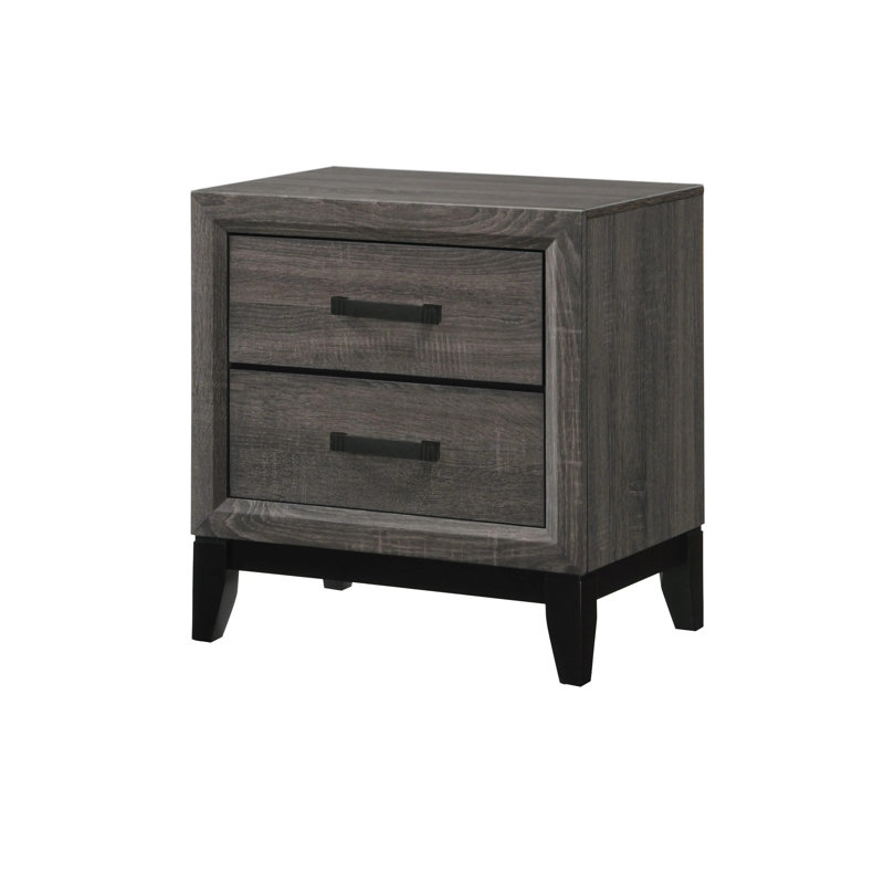 Ensemble de chambre à coucher 6 pièces très grand avec commode à miroir et deux tables de chevet en gris et noir, Très grand
