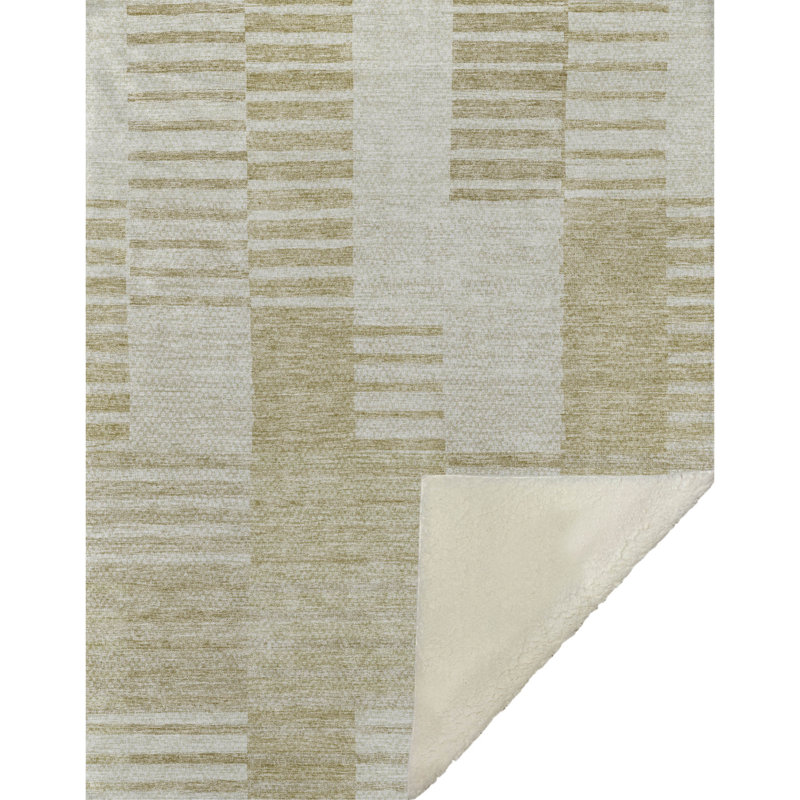 Jeté rayé Addison Sherpa ASB686, Beige