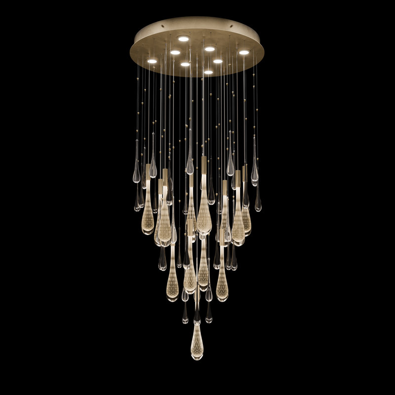 Luminaire suspendu rond l 32 po Rain, Bronze dégradé