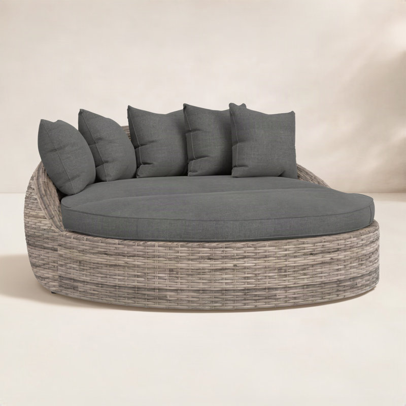 Lit de jour rond Havana, Tissage uni Sunbrella® Spectrum carbone