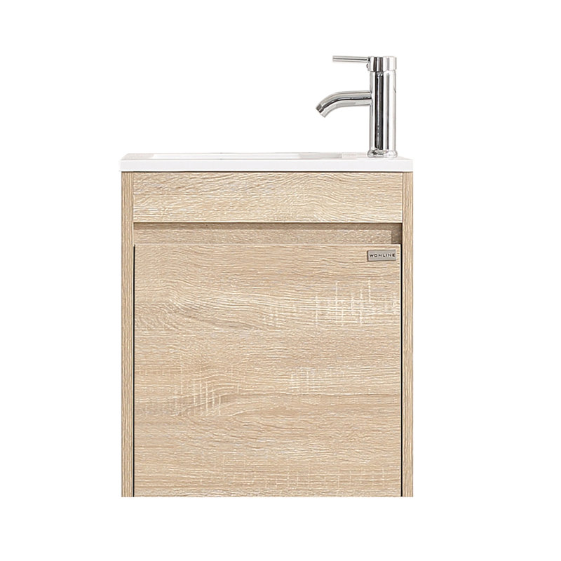 16” Bathroom Vanity Sink Combo For Small Space Wall Mounted Cabinet Set, Natural