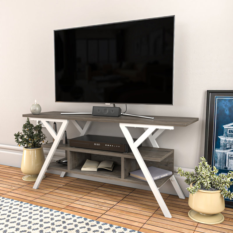 Airalyn TV Stand for TVs up to 50", White/Dark Oak