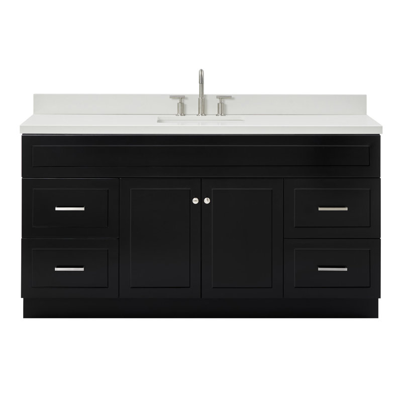 Hamlet 67'' Single Bathroom Vanity with White Quartz Top, Black