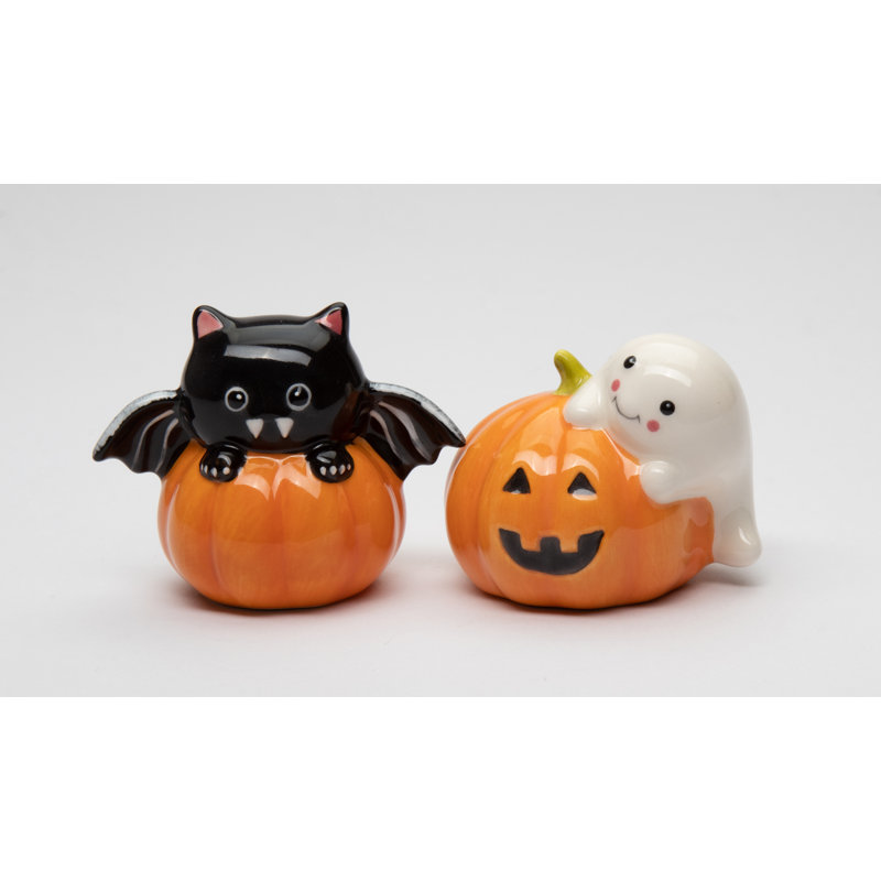 Ensemble salière et poivrière Pumpkin Kitty Bat and Ghost