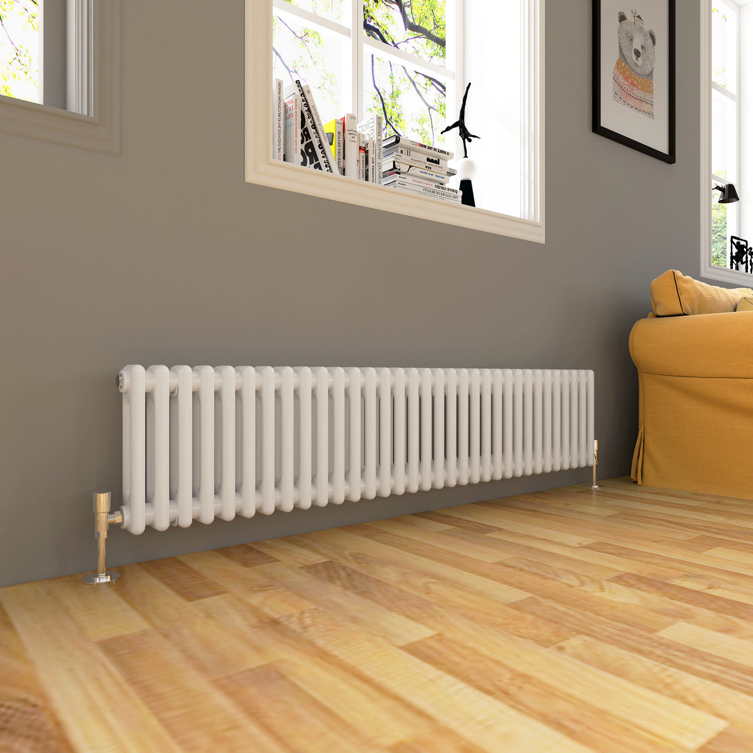 Rebrilliant 30*148.4cm, Horizontal Traditional Column Radiator, White ...