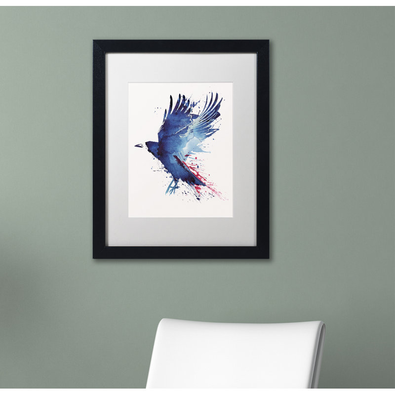 « sanglante crow » par robert farkas, impression encadrée, H 20 po x l 16 po x P 0,5 po, Blanc