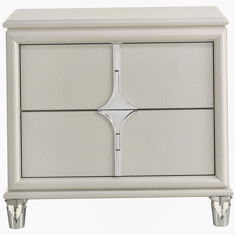 Table de chevet 2 tiroirs Pearl White