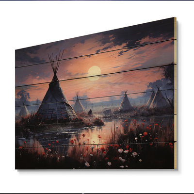 Tipi amérindien rassemblement mystique sur bois