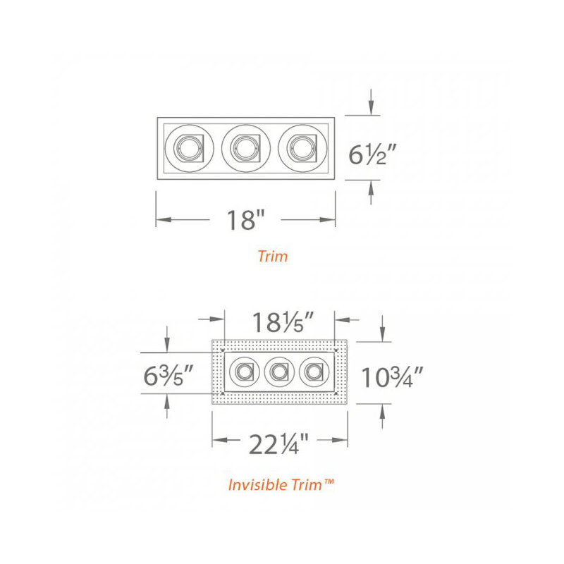 Tesla 18'' Dimmable Air-Tight Multi-Spotlight Recessed Lighting Kit, Flood