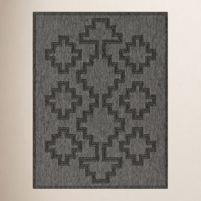 Ava Charcoal Moroccan Outdoor Rug