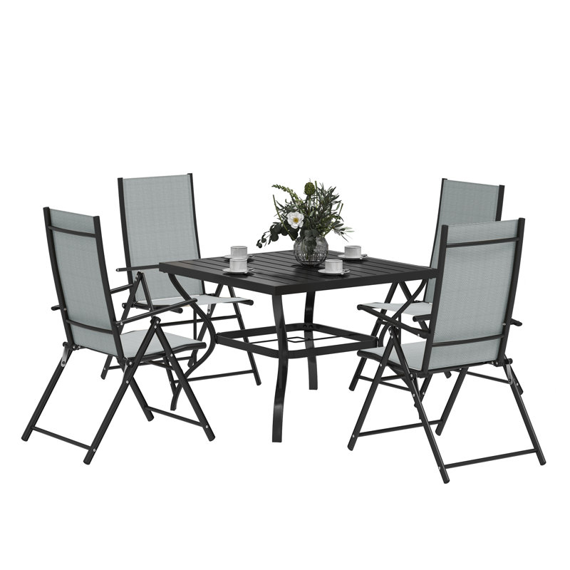 4 - Person Patio Dining Set with, Black