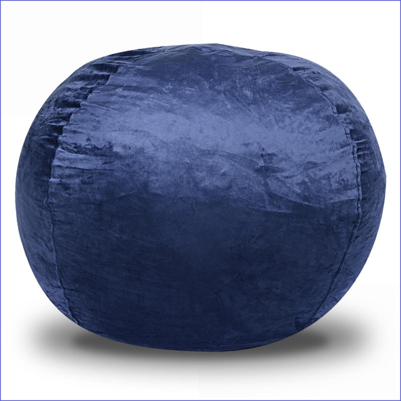 5ft Minky Velvet Bean Bag Chair for Kids &amp; Adults – Washable Cover, Shredded Memory Foam | Navy | Velvet