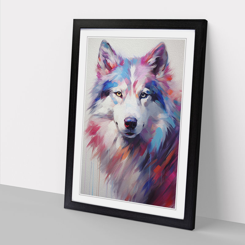 Husky Gestural No.3 - Single Picture Frame Print on Wood, Black, 64cm H x 46cm W x 2cm D