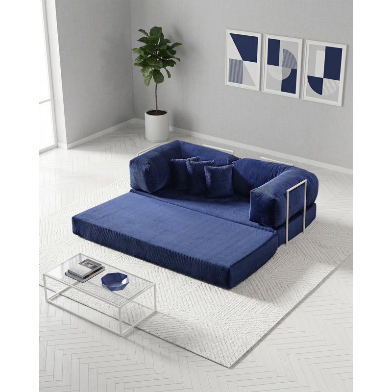 Canapé modulaire en velours bleu, bleu