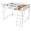 Lit mezzanine double en métal avec échelle et tablettes de rangement, lit mezzanine pour enfants et adolescents, blanc-1256676670-1256676640