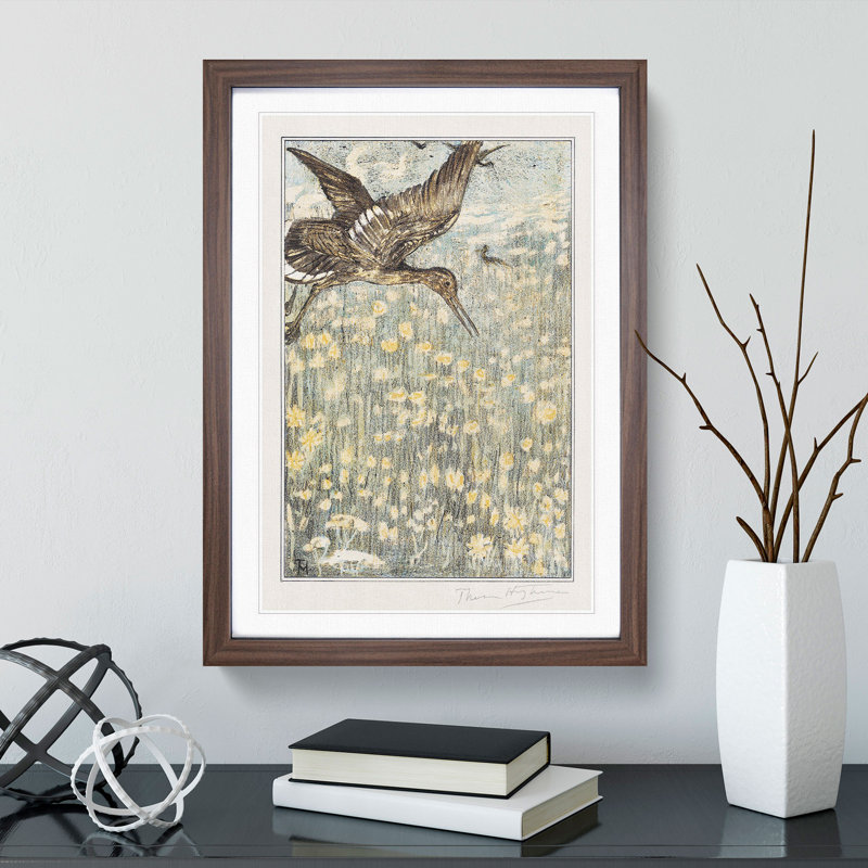 Tureluur Bird by Theo Van Hoytema - Picture Frame Painting, 65cm H x 48cm W x 2cm D, Walnut