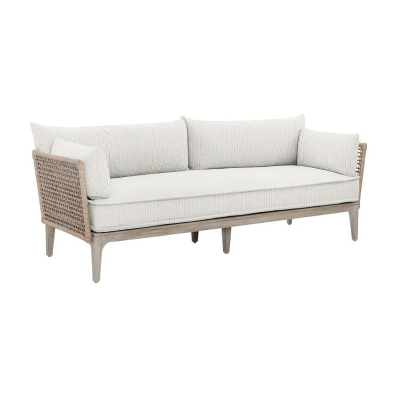 Catalonia Outdoor Teak Loveseat, Cream Outdoor Poly 6070-002