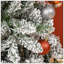 Unlit Snow-Flocked Slim Pine Artificial Christmas Tree With Realistic Branches And 1084 Tips