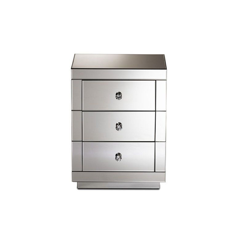 Table de chevet 3 tiroirs en argent