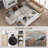  Vintage Machine Washable Rug, Non-Slip Floor Carpet for Living Room, Bedroom, Dining Room, Home Office, Brown and Blue-1255658515