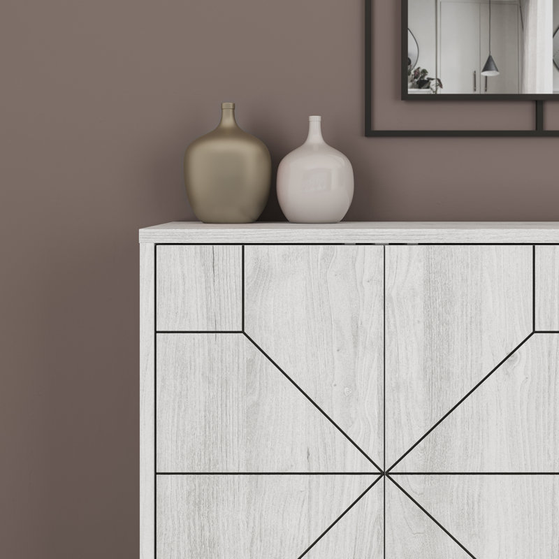 Dune Console Sideboard Geometric Design Wide 123cm, Ancient White