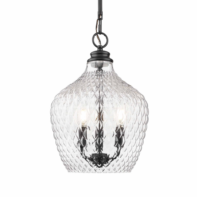 Breen 3-Light Pendant with Clear Glass, Matte Black