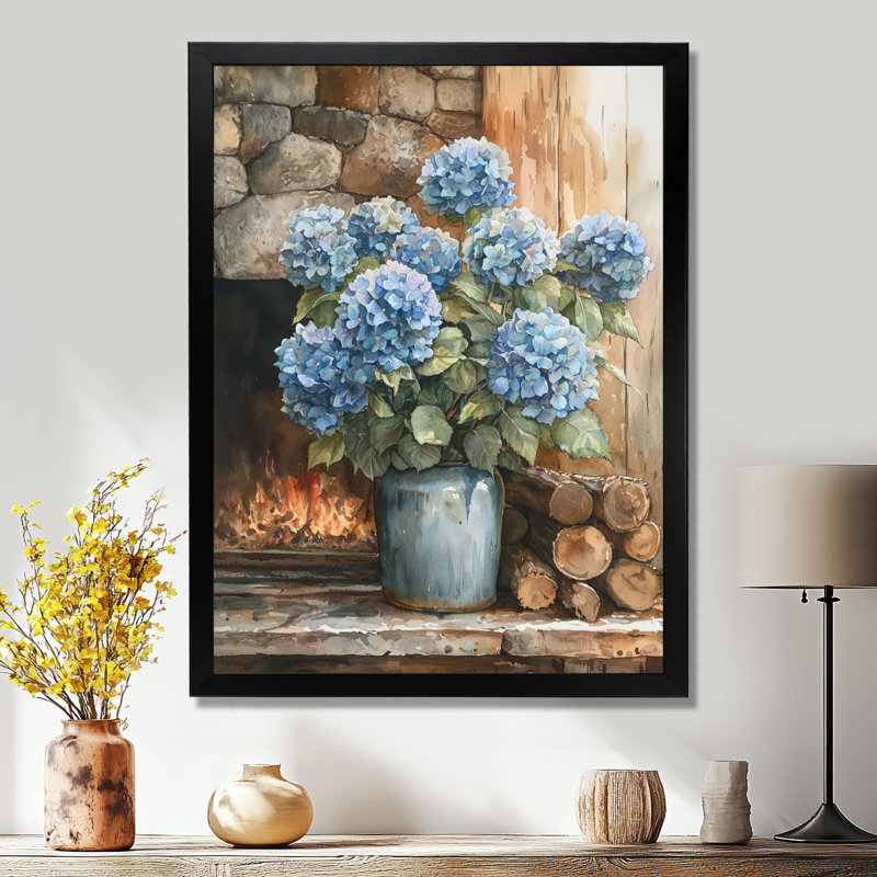 Gerone - art mural floral, H 32 po x l 24 po, Noir, noir, noir, noir, Reproduction encadrée d'une seule photo