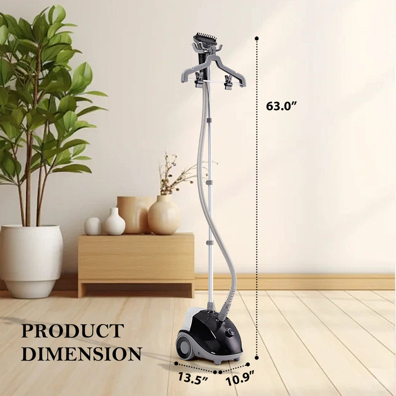 Full Size Fabric Steamer,Wet and Dry Portable Handheld Steam Iron, Black/Gray
