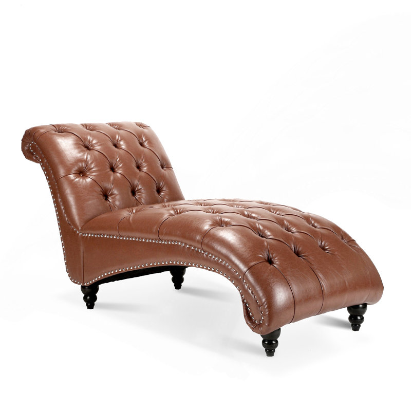 Chaise longue sans accoudoirs touffetée, Brun