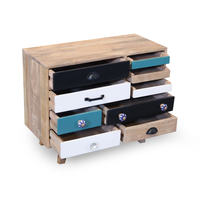 Petekar Solid Wood 80cm W 9 - Drawer Chest of Drawers