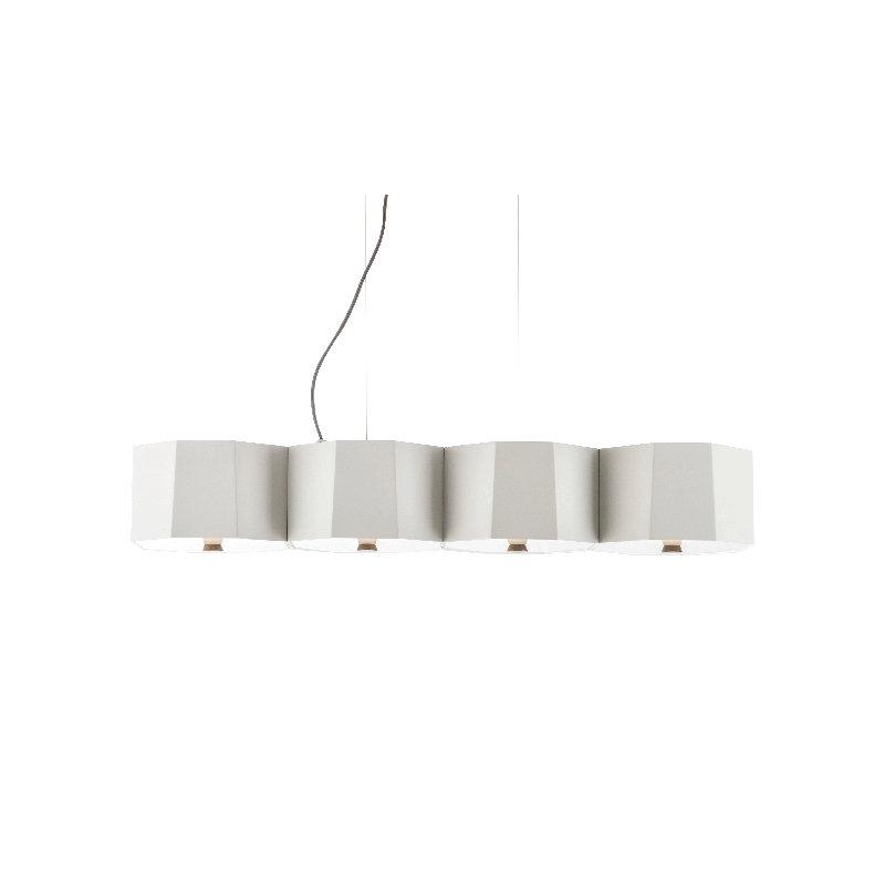 Luminaire suspendu géométrique à 4 lumières pour îlot de cuisine Zhe, Blanc