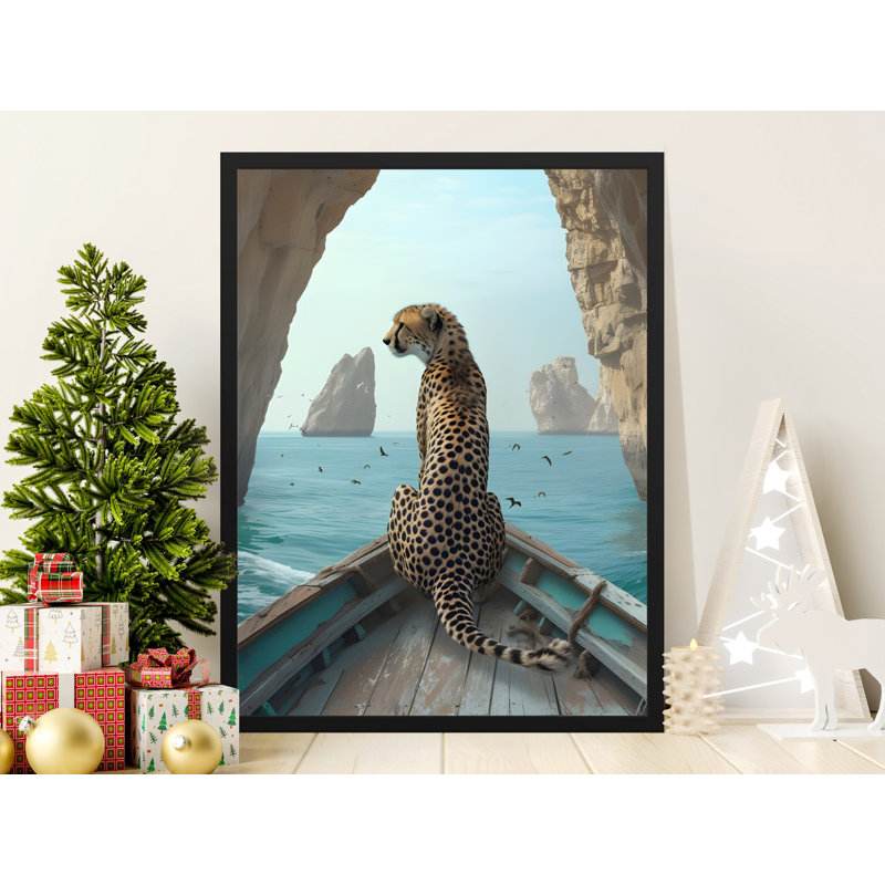 Cheetah Wall Art, Animal Art Print, Boat Ride Artwork, Safari Decor, Wildlife Poster, Framed Art, Multiple Sizes