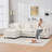 101.9-Inch Three-Seater Sofa, Made Of Chenille Fabric, Equipped With A Movable Footstool, Modular Design, Suitable For Various Settings Such As Living Rooms, Bedrooms, And Apartments.-1972506791